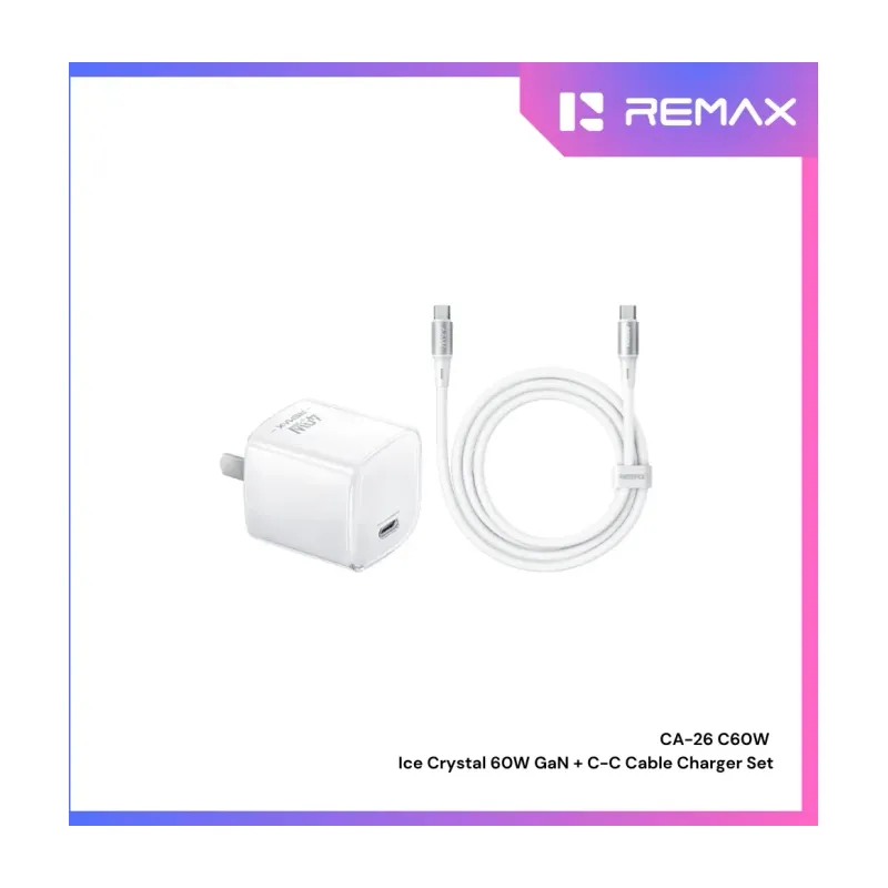 Remax CA-26 Ice Crystal 60W GaN Charger + C-to-C Cable Set