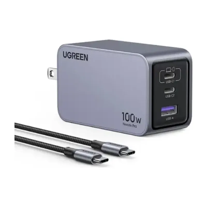 UGREEN Nexode Pro 100W 3-Port GaN Mini Charger with Cable (15201)